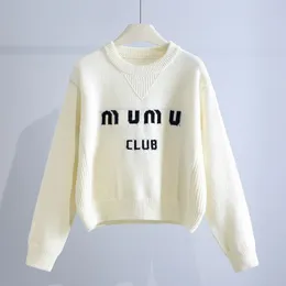 MIU Designer Womens Sweater Sweater Jumper Jacquard Pattern leftlic Classic Letternwear Autumn Winter Att