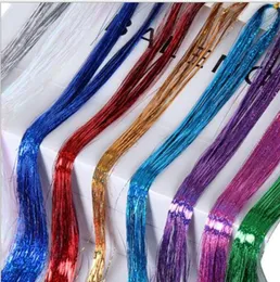 Färgglad metallisk glitter glitter laserfiber hår peruk hårförlängning tillbehör hårstycke klipp i cosplay peruk fest evenemang festande1660212