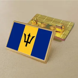 Party Barbados flaggstift 2,5*1,5 cm zink gjuten PVC färgbelagd guld rektangulär medaljongemblem utan tillsatt harts