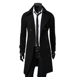 Misto lana da uomo Trench doppio petto da uomo 2023 Autunno Inverno Misto lana Moda di alta qualità Casual Slim Fit Tinta unita Cappotto maschile 231101