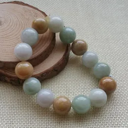 Bangle Certified Grade A Genuine Natural Green Jadeite Jade Beaded Bracelet