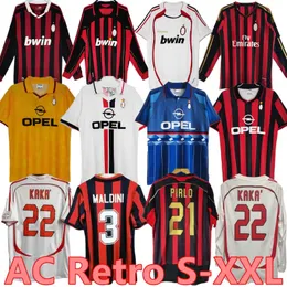 레트로 풋볼 셔츠 90 91 빈티지 축구 유니폼 95 96 97 gullit 01 02 03 12 14 15 Maldini van Basten Kaka Inzaghi 06 07 AC Pirlo Shevchenko Baggio Milans Jersey