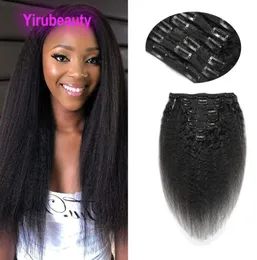 Indian Virgin Hair Clip In Hair Extensions Kinky Straight 120glot Human Hair Products Nerz Yirubeauty 120 g pro Set4034534