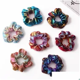 Porta coda di cavallo Donna Scrunchie Glitter Cravatte per capelli per ragazze Porta coda di cavallo Corda Colorf Fasce elastiche Accessori Consegna a goccia Ebreo Dhvor