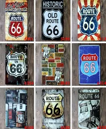 Whole 40 Styles Route 66 Retro Metal Znaki malowanie cyny Plakaty domowe Plakaty rzemieślnicze