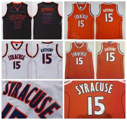 Колледж Camerlo Anthony Jerseys 15 мужчин баскетбольный университет Syracuse Orange Jerseys дышащие все сшитые черные белые высокие высокие качества