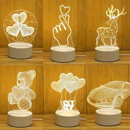 Night Lights 3D Night Lights Acrylic USB LED Lamp Christmas Decorations Table Lamp Birthday Party Decor Valentine's Day Gift Bedside Light P230331