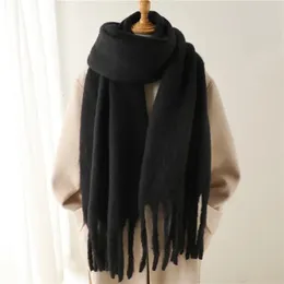 Lenços lenço de inverno para mulheres cashmere quente sólido pashmina cobertor envolve feminino grosso macio bufanda grande borla xale longo poncho echarpe 231101