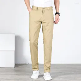 Mäns kostymer vår och sommar all-Cotton Men's Casual Pants Slim Thin Trousers icke-järn rakt mode