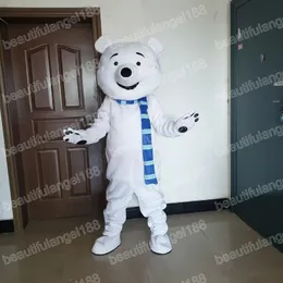 Halloween White Polar Bear Mascot Costumes Högkvalitativ tecknad temaparaktär Karneval Unisex Vuxna storlek Dräkt julfestdräkt för män kvinnor