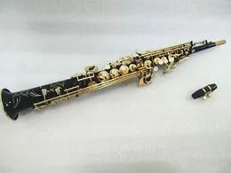 Sopran saksofon prosta S901 Instrumenty muzyczne B Flat Black Golden Key Saks Saks z akcesoriami obudowy