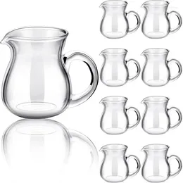 Hip Flasks Classic Glass Creamer Pitcher Milk Pourer 4oz Small With Handle Clear Syrup Heat Resistant Mini For Coffee