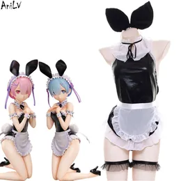 Ani anime japonês re: vida em um mundo diferente de zero rem ram coelho empregada uniforme roupa traje cosplay cosplay