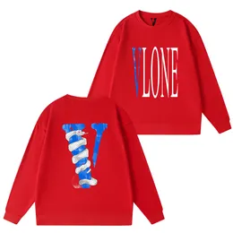 Vlone Brand Men's Hoodies Street Cotton Mens Women Autumn Casual Long-sleeved Couple Sweatshirts DSQ Letter Print Pullover D2 Male Top Quality Cotton red