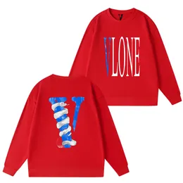 Vlone Brand Felpe con cappuccio da uomo Street Cotton Uomo Donna Autunno Casual Felpe a maniche lunghe Coppia DSQ Lettera Stampa Pullover D2 Maschio Cotone di alta qualità rosso