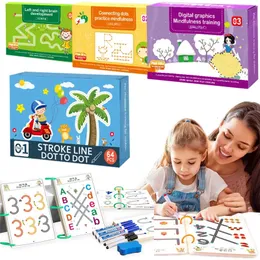 Ritning Målning levererar magisk spårning Arbetsbok Set Children Montessori Ritning Toy Pen Control Training Form Math Game Set Tobarn Education Toy 231031