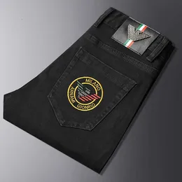 Зимняя осень черные джинсы мужские корейские стройные подъемы маленькая вышиваемая вышива