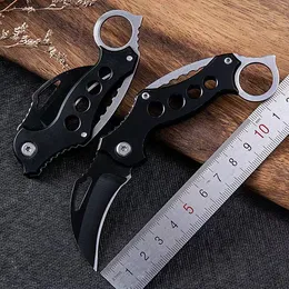 Small Folding Knife Portable Camping Knife Multi function Stainless Steel Pocket Outdoor Knife EDC Tool Cutter Black Blades Karambit