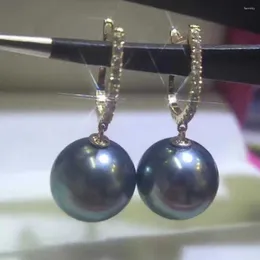 Dangle Earrings 하이라이트 16mm Black Shell Pearl Zircon Eor Hook 부활절 바보의 날 행운의 DIY 클래식 양식장 아름다운 선물