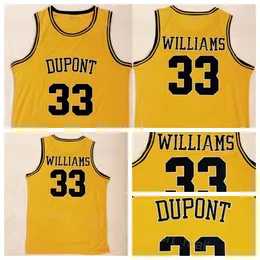 듀폰 제이슨 윌리엄스 칼리지 저지 33 농구 고등학교 셔츠 스포츠 팬을위한 모든 스티치 팀 컬러 노란색 통기 가능한 순수 면화 대학 유니폼 NCAA