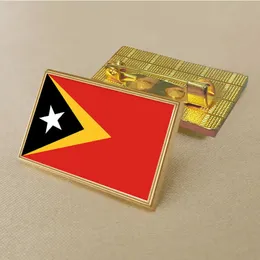 Party East Timor Flag Pin 2.5*1.5cm Zinc Die-cast Pvc Colour Coated Gold Rectangular Medallion Badge Without Added Resin