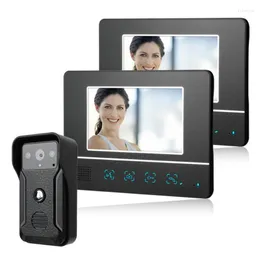 Video Door Phones Mountainone One To Two Intercom Kit Handfree 7 Inch Monitor IR Camera With Night Vision 25 Kinds Rings Doorbell SystemsVid