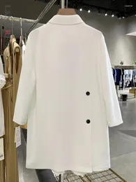 بدلات النساء مصمم Lanmrem Back Splister Blazer Coat for Women Double Sleeves Long Solid Coats Office Lady Clothing 2023 2YA3654