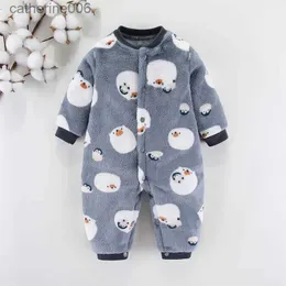 Overalls Herbst Winter Neugeborenen Baby Kleidung Dinosaurier Druck Baby-Body Warm Infant Baby Junge Mädchen Weiche Fleece Overall PyjamasL231101