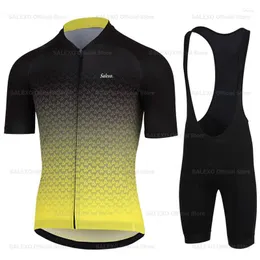 Yarış setleri 2023 Erkekler Kısa Kollu Bisiklet Üstleri Ropa Ciclismo Bisiklet Jersey Seti MTB Maillot Yaz Giyim Yolu Bisiklet Gömlekleri Takım