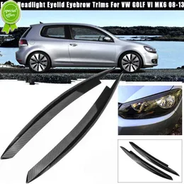 New 1 Pair Protect Headlight Eyebrow Eyelid Cover Trim ABS Carbon Fiber 47x4.5cm Auto Replacement Parts For VW GOLF VI MK6 2008-2013