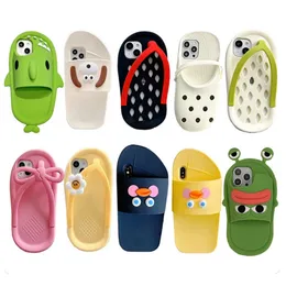 Cartoon Simulation Hausschuhe Schuhe Weiche Silikon Telefon Fall Für iphone 14 13 12 Mini 11 Pro XS MAX 6 7 8 Plus XR SE 3D Nette Abdeckung Fall