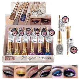 Ögon Shadow/Liner Combination 24st/Lot Shiny Silver Eyeliner Eyeshadow Waterproof Diamond Gold Color Glitter Eyeliner Eye Shadow Makeup Beauty Cosmetics 231031