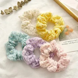 Acessórios de cabelo 2 pcs colorido floral oco tecido scrunchies grande anel para corda de outono moda mulheres