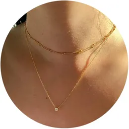 Dainty Gold Layered Halsband 14K Guldpläterad Staplad kubansk pappersklippkedja Choker Halsband Estetiska Enkla guldhalsbandsmycken gåvor för kvinnor flickor