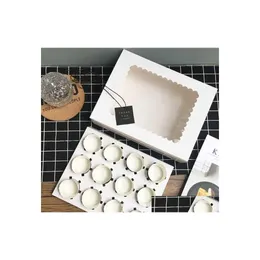 Gift Wrap 10Pcs Cupcake Box With Window White Brown Kraft Paper Boxes Dessert Mousse 12 Cup Cake Holders Wholesalers Customized Y071 Dhryz