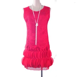 Lässige Kleider Rose Pink Vintage 1920er Jahre Great Gatsby Kleid mit Fransen Flapper Charleston Party Fancy Kostüme Sexy Quaste