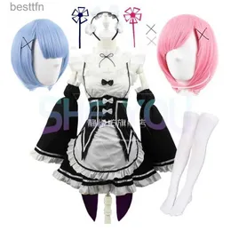 Anime Costumes Ram Rem Cosplay Re zero Kara Hajimeru Isekai Seikatsu Black Come Girls Maid Outfit Women Apron Dress Halloween ComesL231101