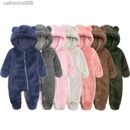 점프 수트 겨울 필수 Fleece Baby 옷 Romper Kids Boys Girls Pajamas Hooded Toddler Bodysuit 유아 jumpsuit 신생아 onesiesl231101