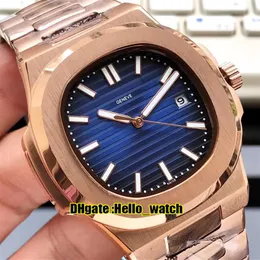 Novo esporte 5711 1a 010 Dial azul A2813 Automático relógio de ouro rosa aço de aço de alta qualidade Gents Luxury PPHW Relógios Hello W243H