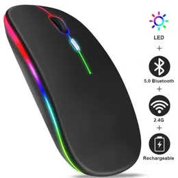 Мышь Беспроводная мышь Bluetooth RGB с зарядкой Беспроводная компьютерная мышь Бесшумная мышь со светодиодной подсветкой Эргономичная игровая мышь 231101