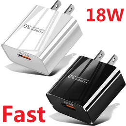 3A 18W Hızlı Şarj QC3.0 Duvar Şarj Cihazı AB US AC Ev Seyahat Qpower Adaptörleri İPhone 11 12 12 14 Pro Max Huawei Android Telefon Tablet PC