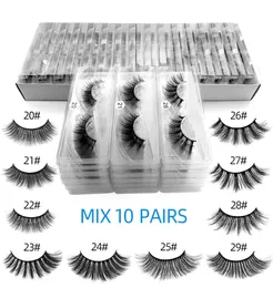 MAYSHIKOU HELA 3D FALSE EYGRASS SET 10PAIRS Långt naturligt hår Lashesextension Makeup Fake Eyelash Synthetic Hair8066201