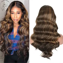 Highlight Loose Wave Wigs Synthetic Body Wavy Wig Blonde Wigs for Black Woman Hairline Heat Resistant Middle Part Cosplay Hairfa