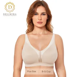 Reggiseni DELIMIRA Reggiseno liscio senza fili da donna Taglie forti Copertura totale Sfoderato Supporto 3448 Coppa BG 231031