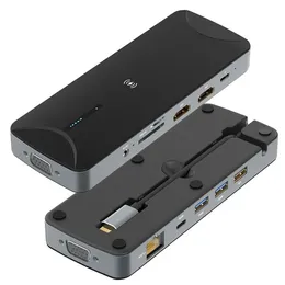 13-in-1-USB-C-Hub-Dockingstation, USB 3.1 Typ C auf HD VGA, TF-Kartenleser, RJ45-Audio-PD-Adapter