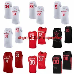 NCAA College Cougars Basketball 12 Tramon Mark Jersey 5 Cameron Tyson 34 Hakeem Olajuwon 44 Elvin Hayes 22 Clyde Drexler Anpassad namnnummer