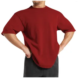 Men's T Shirts T-Shirt Summer Harajuku Street Apparel Classic Solid Short Sleeve Loose Fit Top Y2k Simple Sportwear