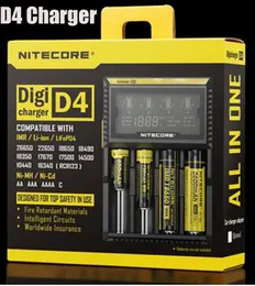 أصيل Nitecore D4 Charger DigiCharger LCD عرض البطارية ذكية 4 شحنة مزدوجة شحن IMR 16340 18650 14500 26650 18350 Universal Li-ion بطارية