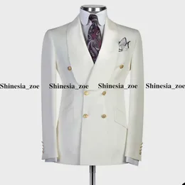 Shawl Lapel Business Tuxedos Mens Pants Suits Double Brested Groom Wedding Prom Party Blazer Overcoat With Pants258x