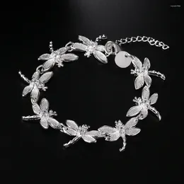 Charme pulseiras banhado a prata libélula pulseira moda para mulheres menina adorável presente de natal dia dos namorados jshh121